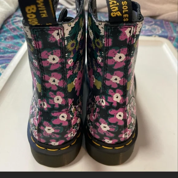 Dr. Martens Black Boots with Floral Pattern - Picture 3 of 5
